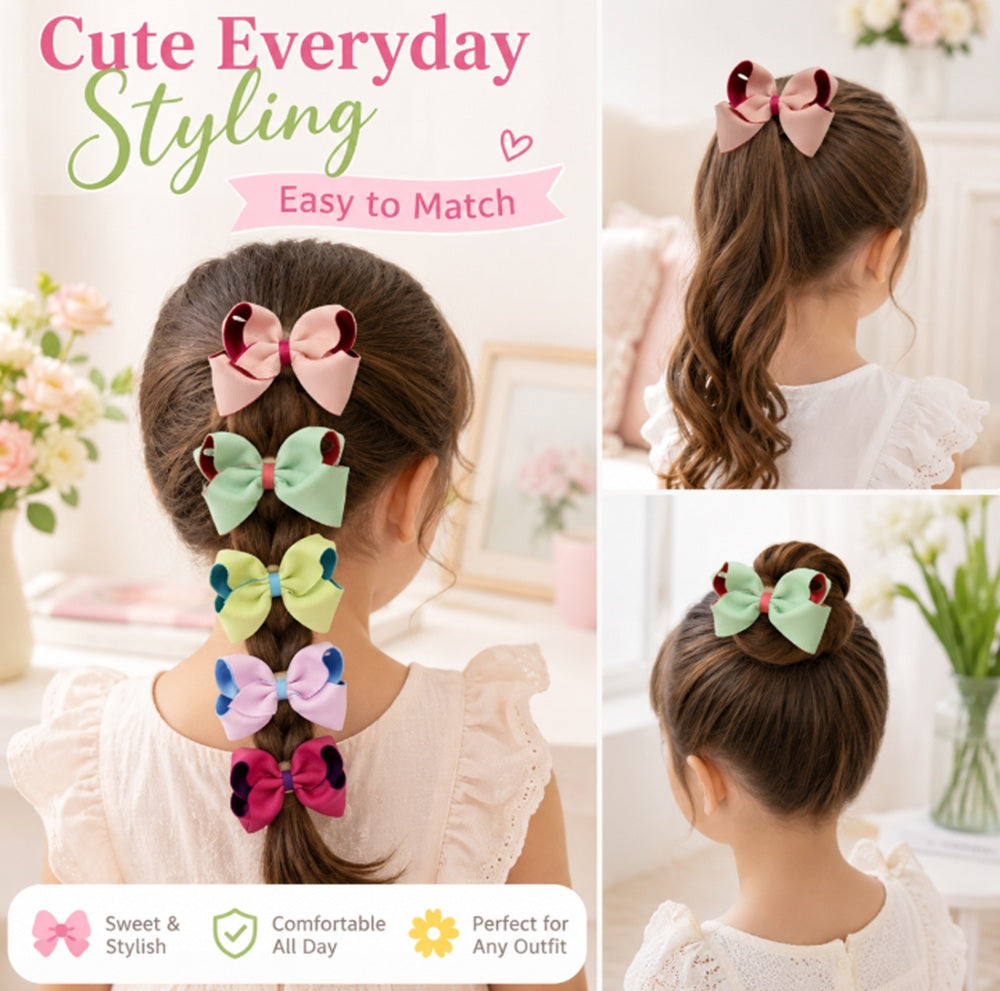 5-Piece Baby Girl Bow & Flower Hair Clip Set | TIKA