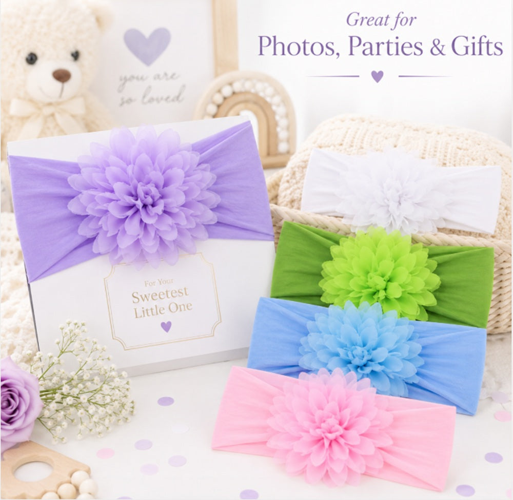 5-Pack Baby Girl Turban Bow Headbands | TIKA