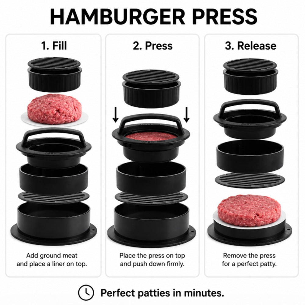 3-in-1 Stuffed Burger Press with 100 Papers | TIKA