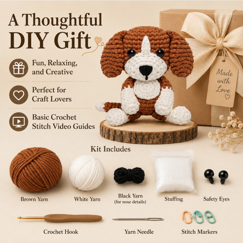 Puppy Beagle Crochet Kit for Beginners with Video Tutorials – TIKA