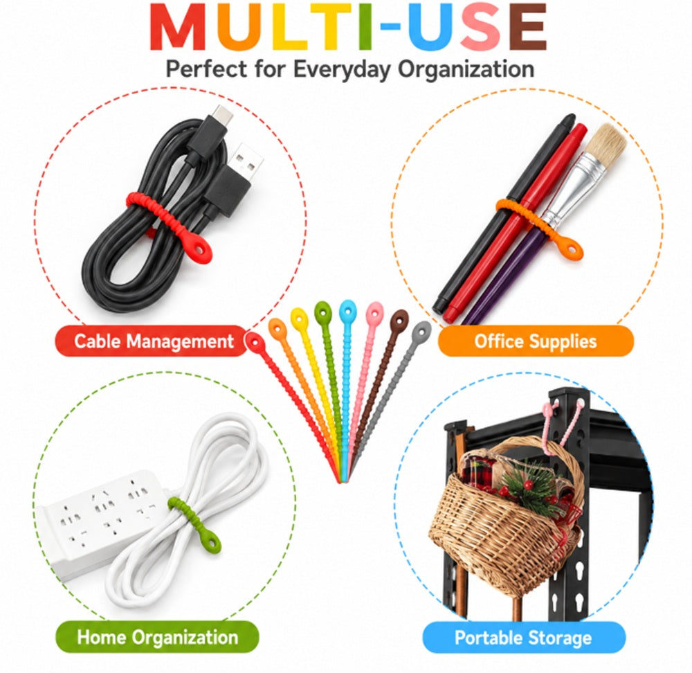 24-Pack Reusable Silicone Cable Twist Ties | TIKA