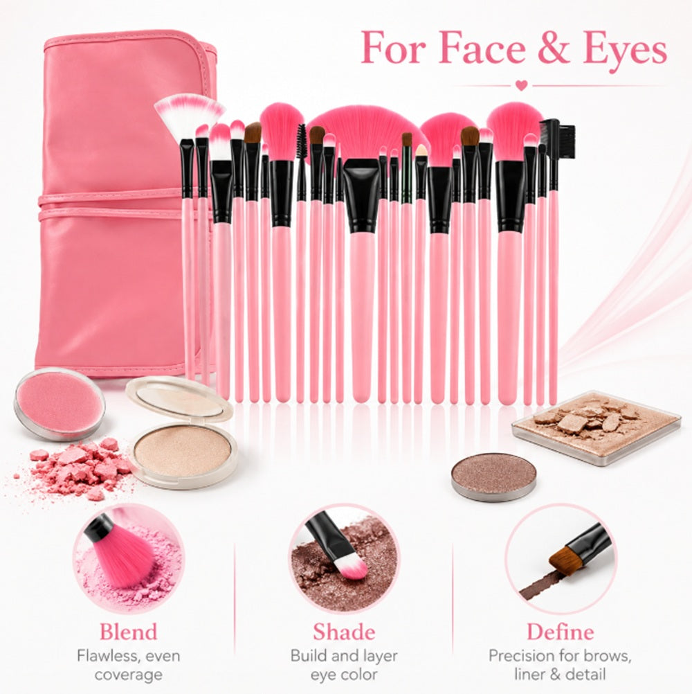 24-Piece Makeup Brush Set with Case | TIKA