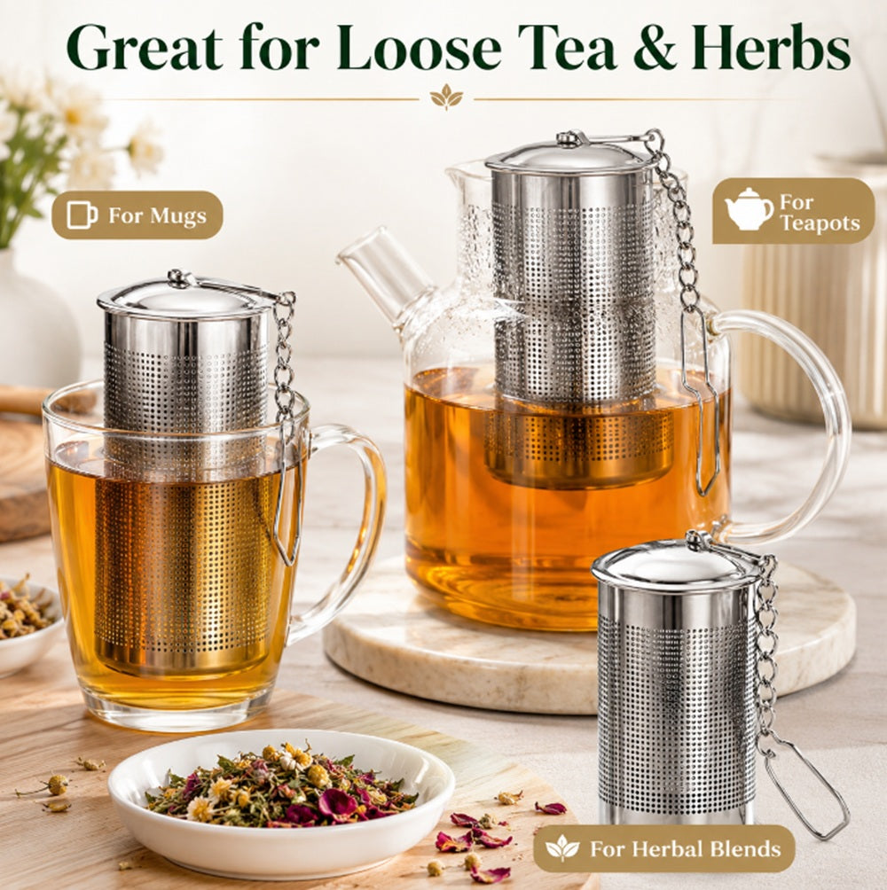 2-Pack Stainless Steel Fine-Mesh Tea Infuser Balls with Chain Hooks | TIKA