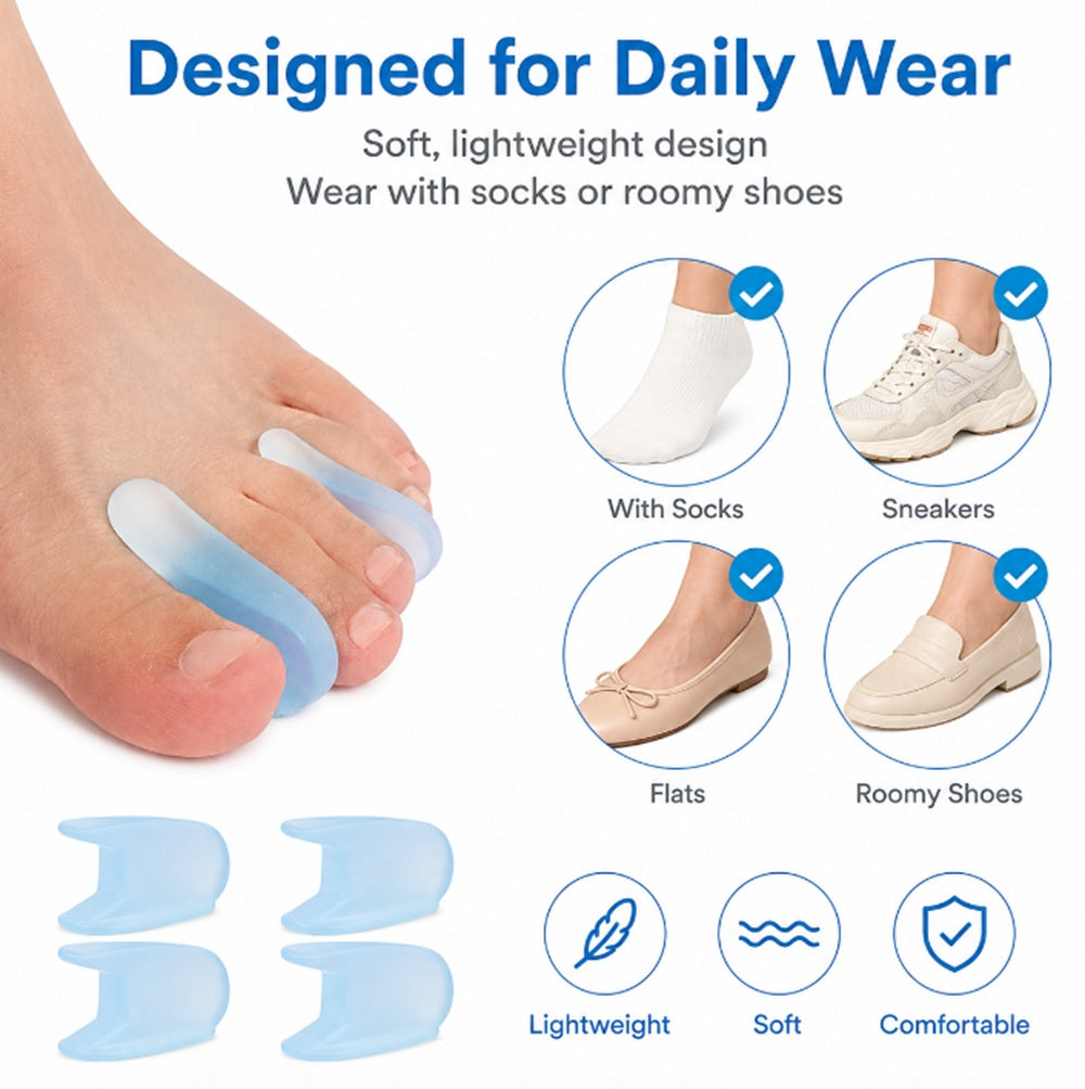 2-Pair Reusable Silicone Gel Toe Separators | TIKA