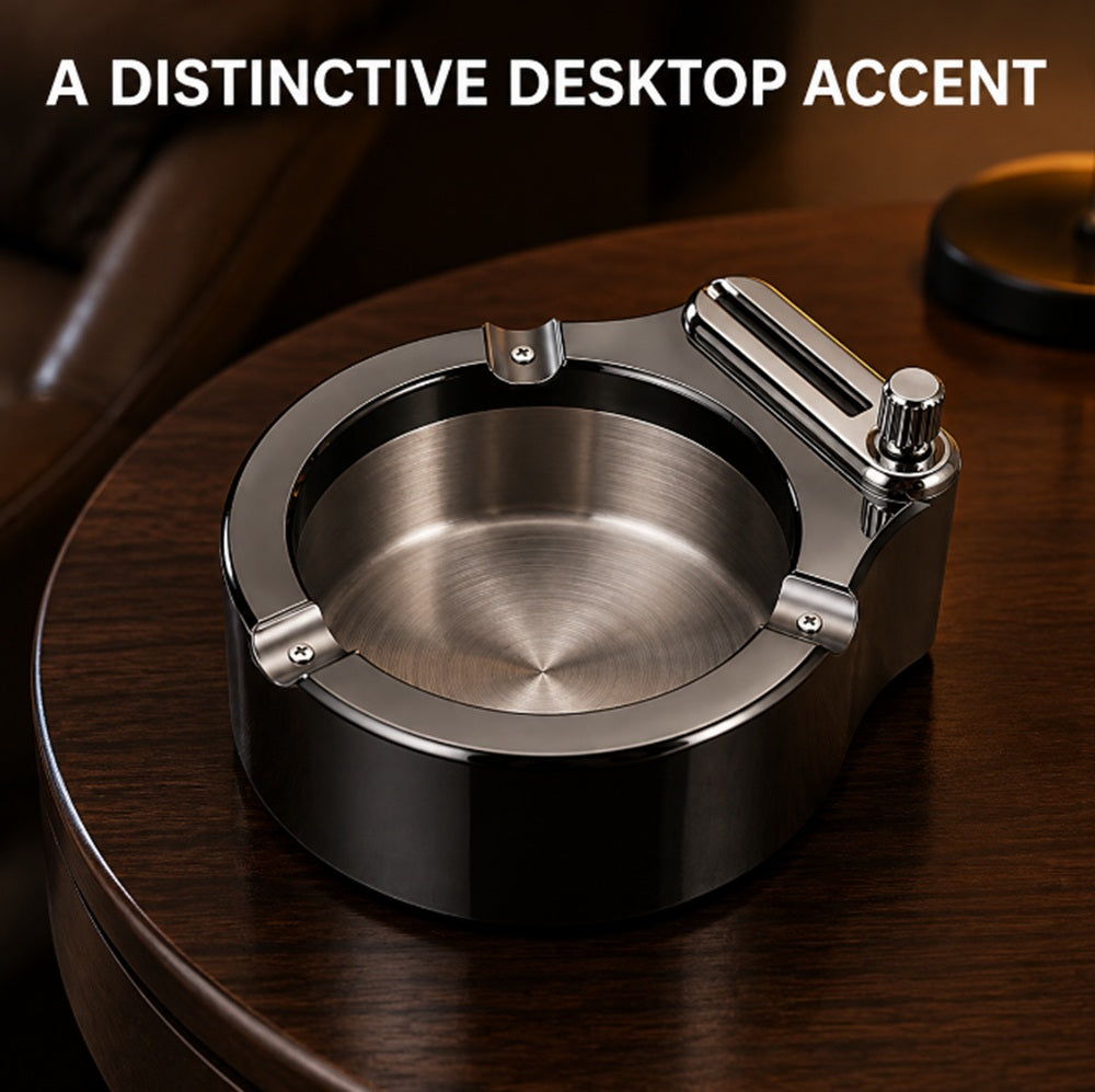 Retro Metal Ashtray with Refillable Match-Style Lighter | TIKA