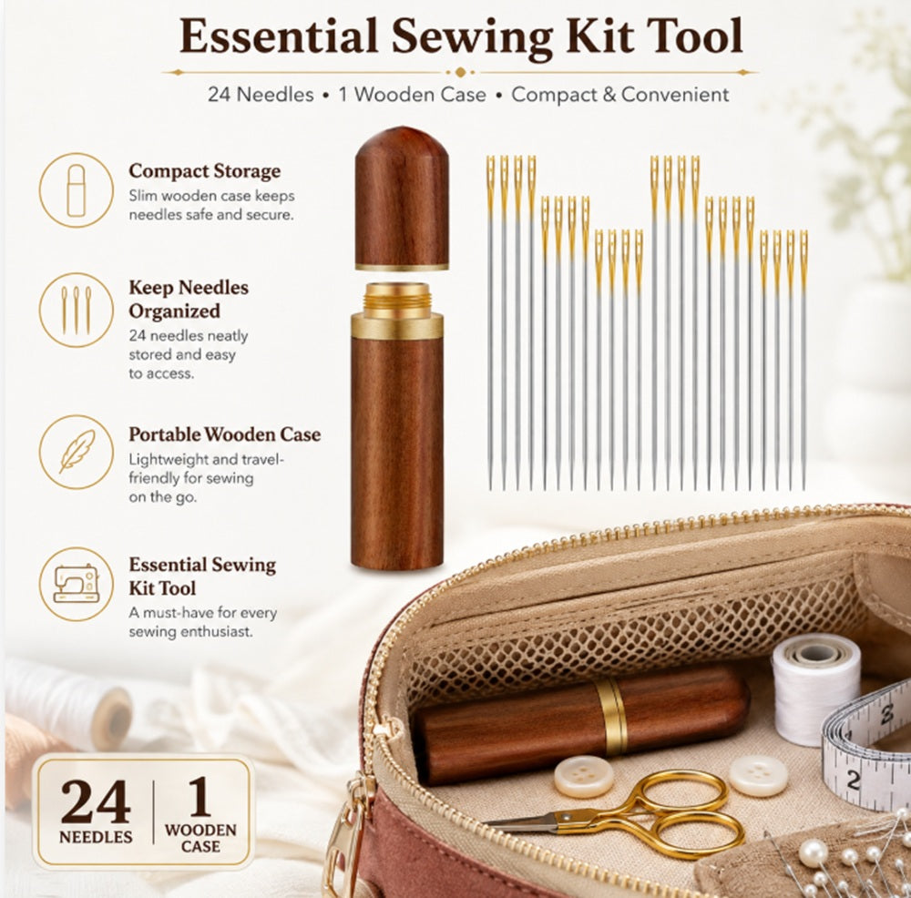 24-Pack Self-Threading Sewing Needles with Case | TIKA