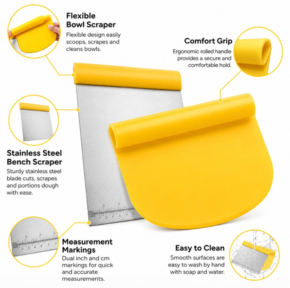 Stainless Steel Bench Scraper & Dough Cutter with Scale – TIKA