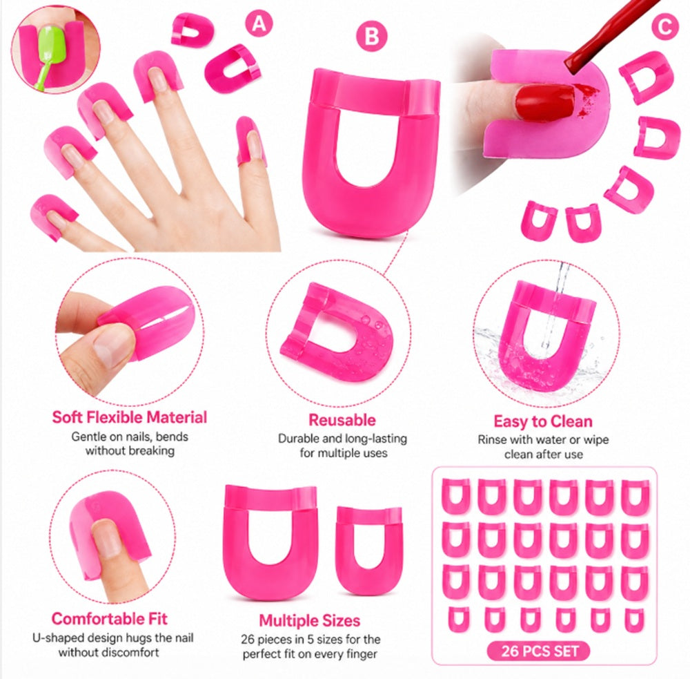 26-Piece Reusable U-Shaped Nail Polish Protector Set | TIKA