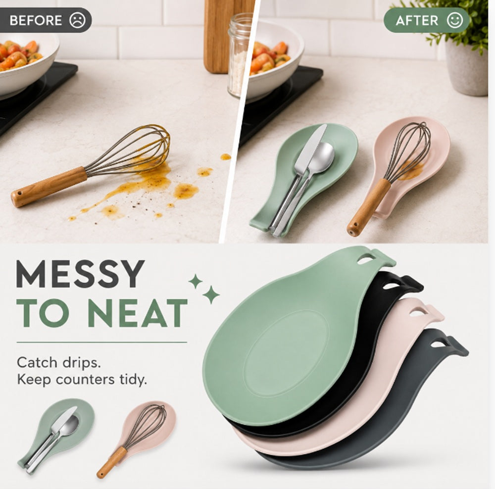 4-Pack BPA-Free Silicone Spoon Rest Set for Stove & Countertop | TIKA