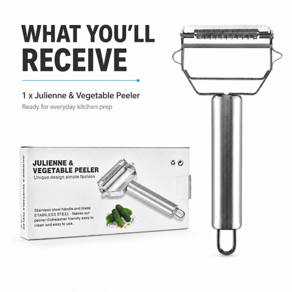 Stainless Steel Dual-Blade Peeler & Julienne Slicer – TIKA