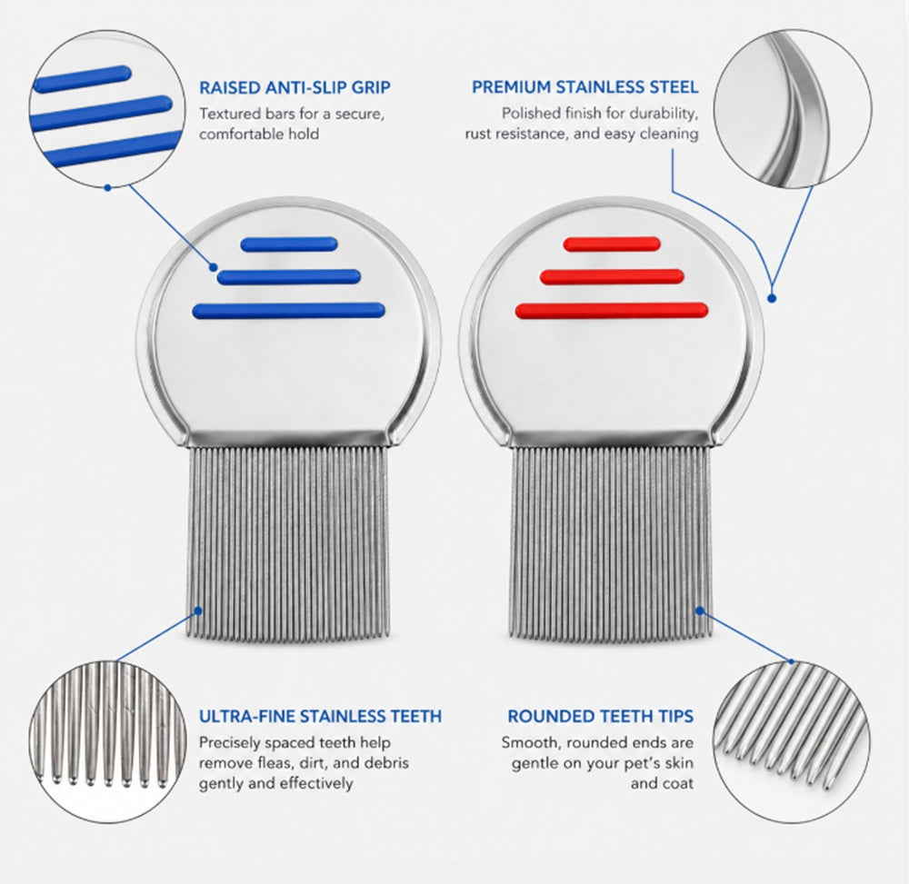2-Pack Fine-Tooth Flea Combs for Cats & Dogs | TIKA