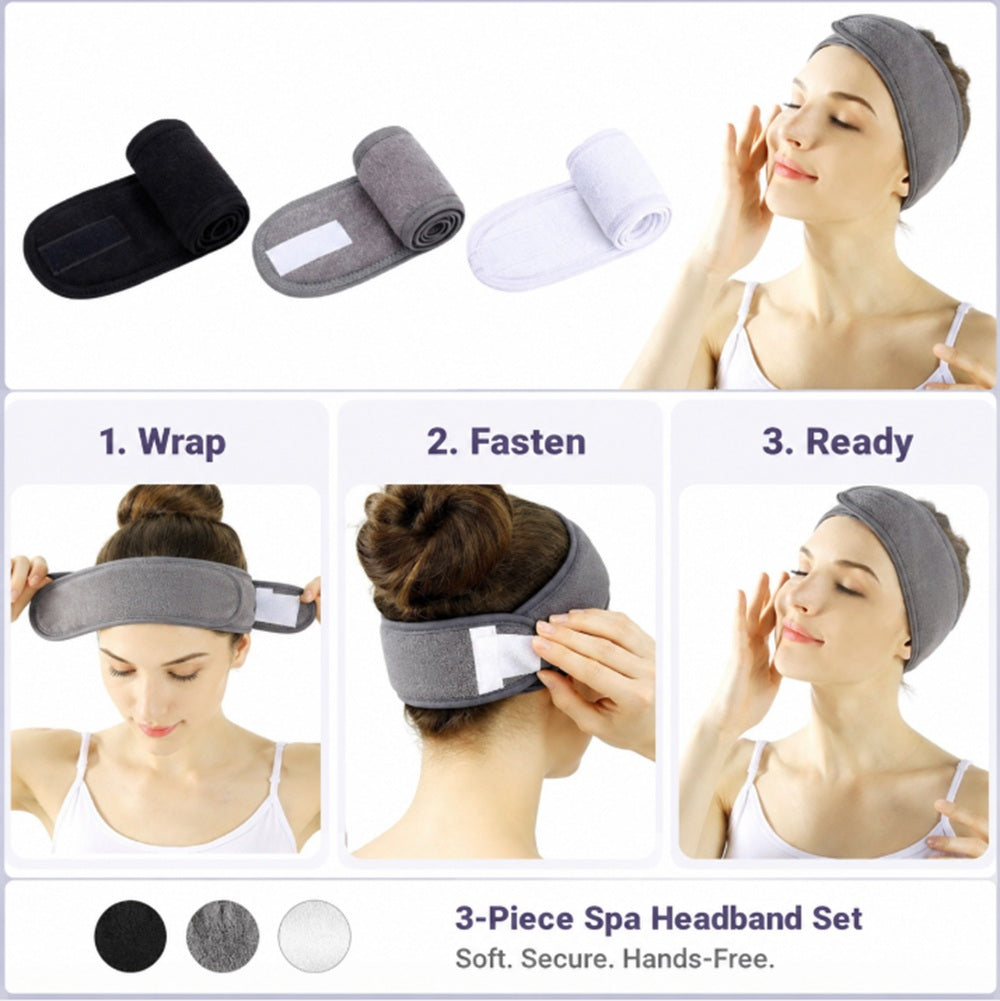 3-Pack Stretchable Spa Facial Headbands | TIKA