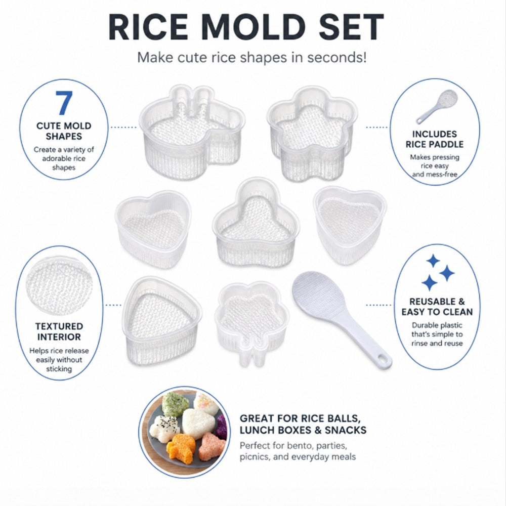 8-Piece Sushi & Onigiri Rice Ball Mold Set | TIKA