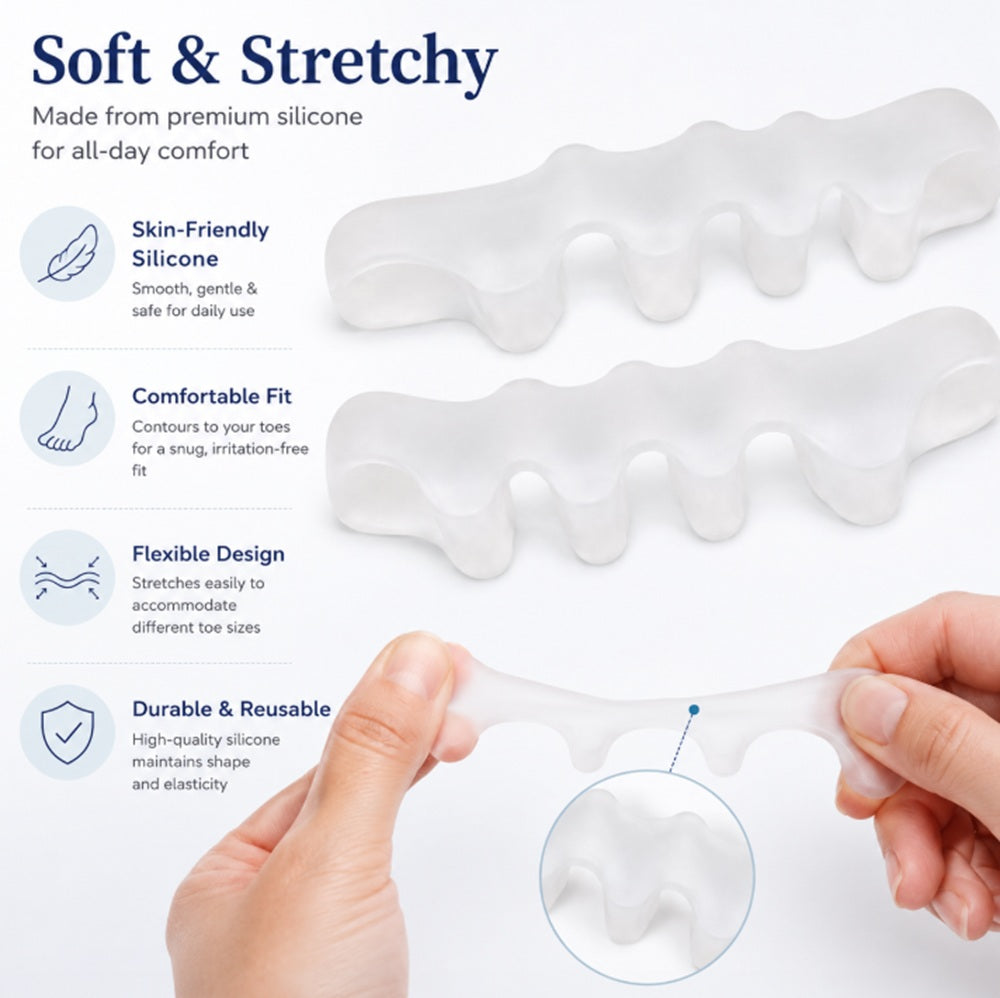 1-Pair Reusable Silicone Gel Big Toe Separators | TIKA