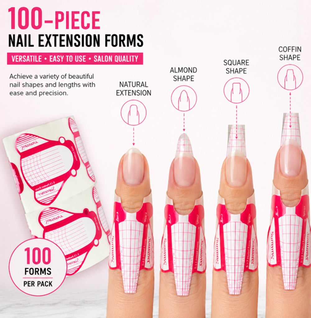 100-Pack Nail Extension Form Stickers for Acrylic & UV Gel | TIKA