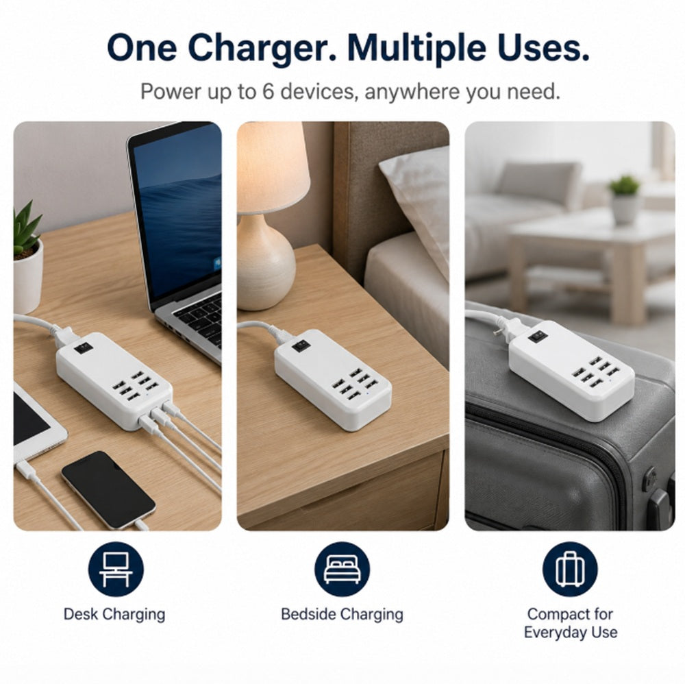 6-Port USB Desktop Charging Station | TIKA
