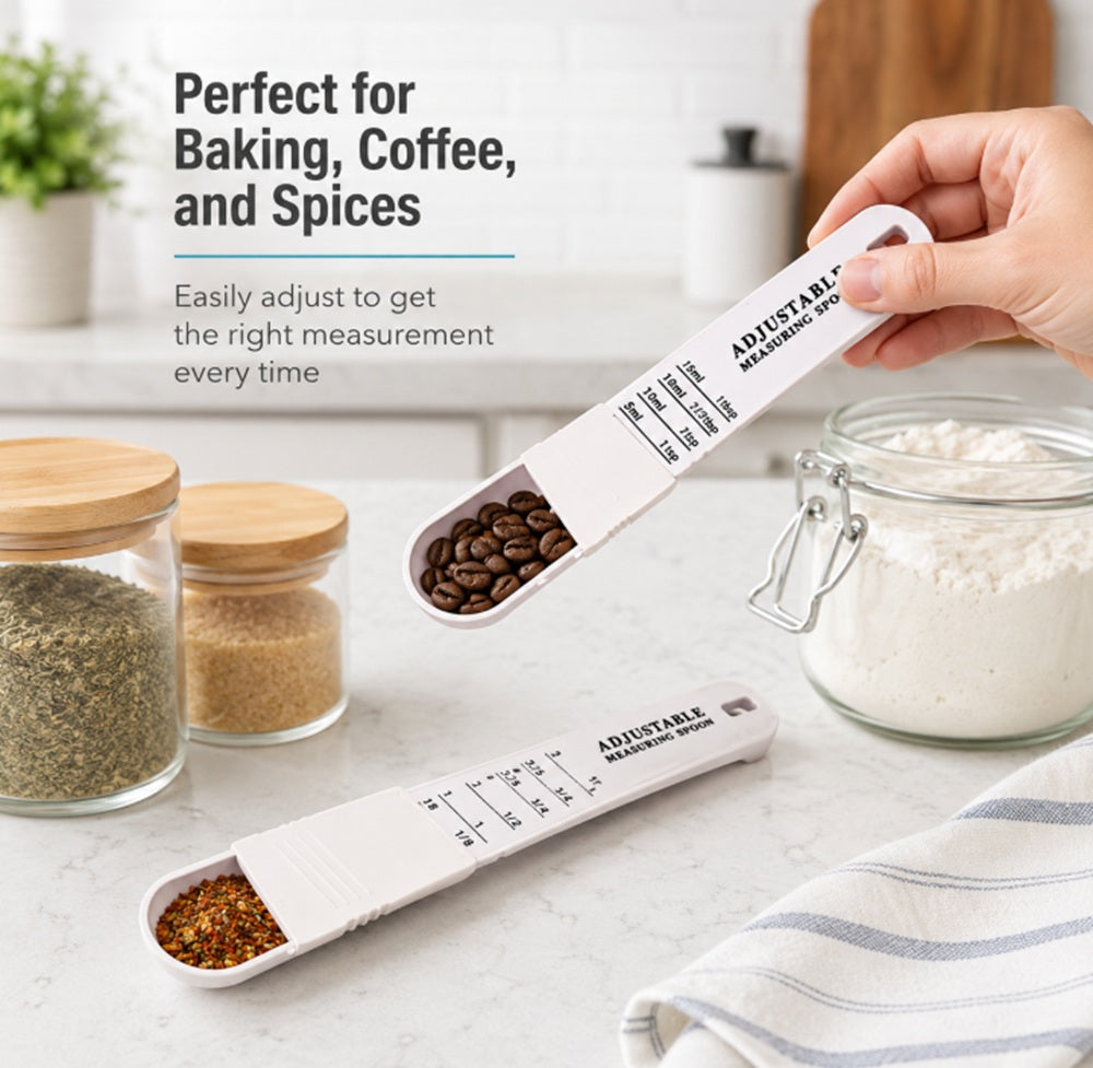 2-Piece Adjustable Measuring Spoon Set for Baking & Cooking | TIKA