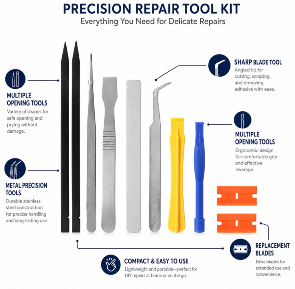 10-in-1 Phone Repair Tool Kit with Pry Tools & Tweezers | TIKA