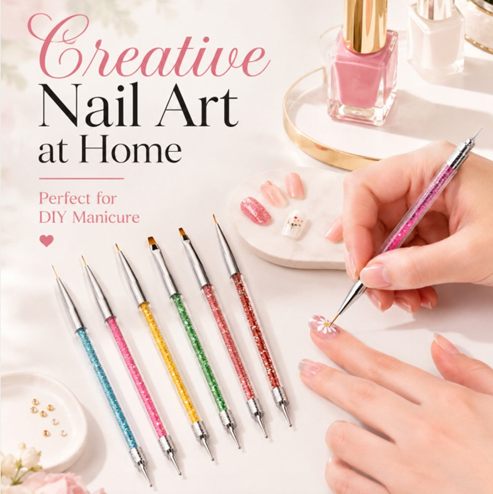 5-Piece Double-Ended Nail Art Dotting & Brush Set | TIKA