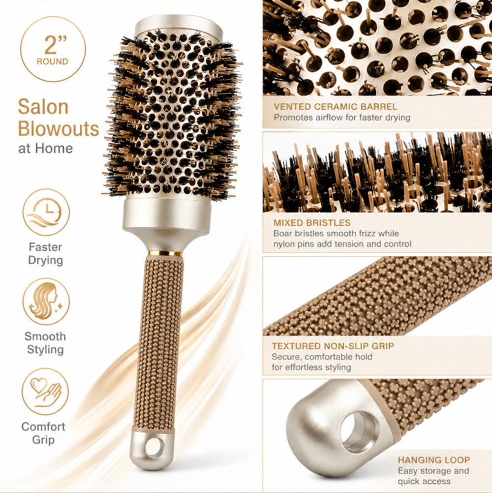 Ceramic Ionic Round Hair Brush for Blowout Styling | TIKA