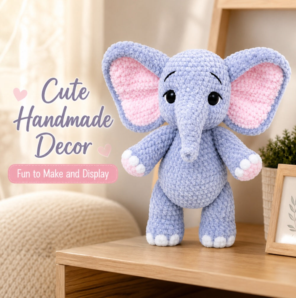 Elephant Crochet Kit for Beginners with Yarn & Supplies – TIKA