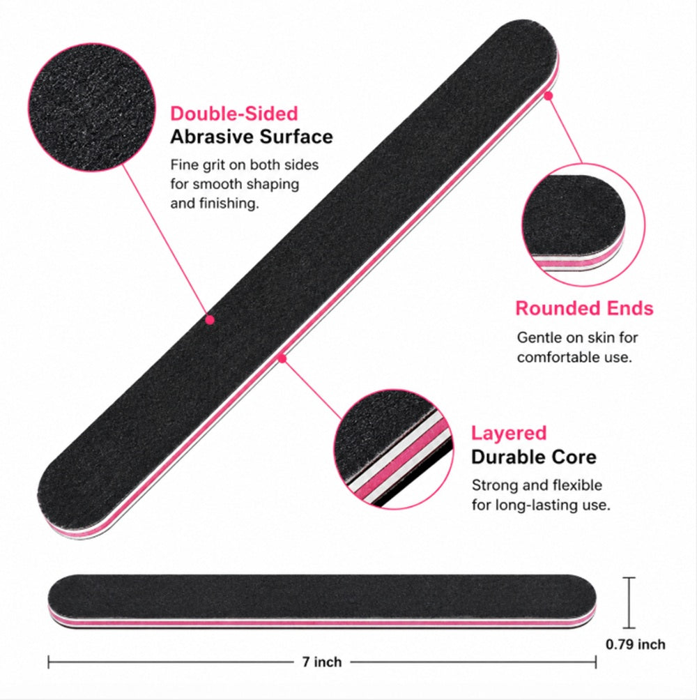 10-Pack Double-Sided Nail Files, 100/180 Grit | TIKA