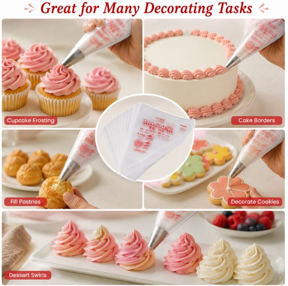 100-Pack Disposable Pastry Piping Bags | TIKA