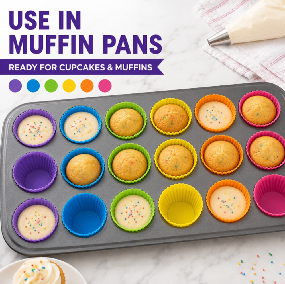 12-Pack Reusable Silicone Cupcake Liners | TIKA