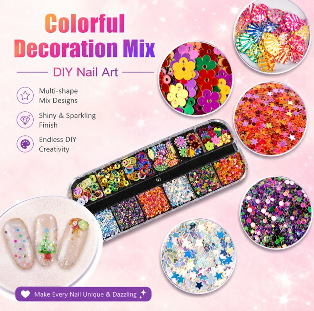 12-Grid Nail Rhinestone Kit for 3D Nail Art | TIKA