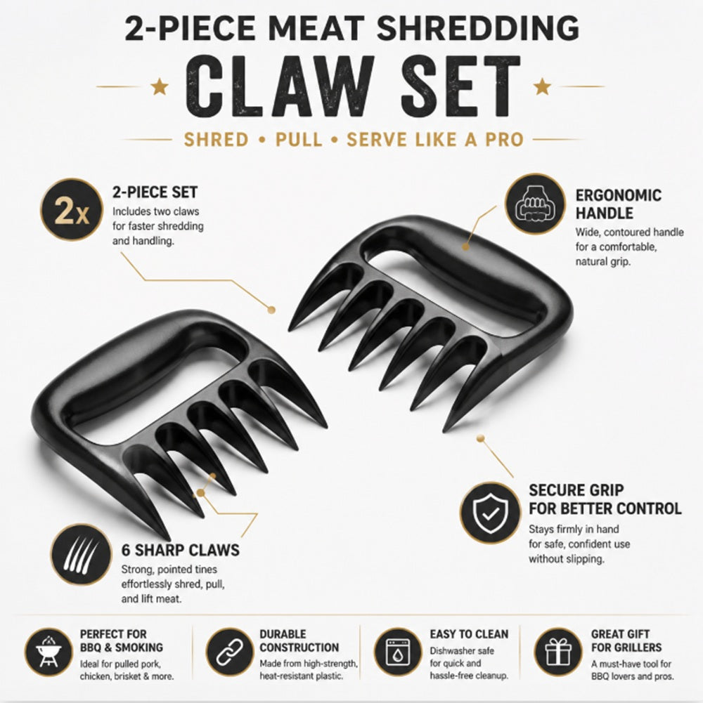 2-Piece Heavy-Duty Meat Shredder Claws for Pulled Pork & BBQ | TIKA