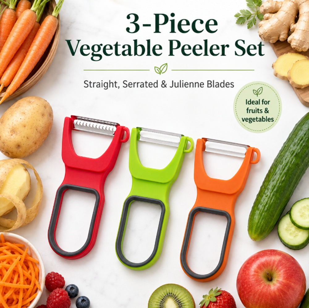 Stainless Steel Swivel Vegetable & Fruit Peelers, 3 Pack – TIKA