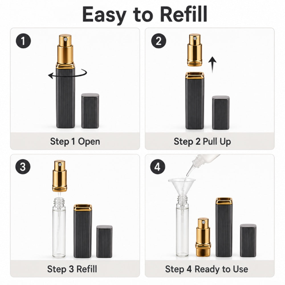 5-Pack 12ml Refillable Travel Perfume Atomizers | TIKA