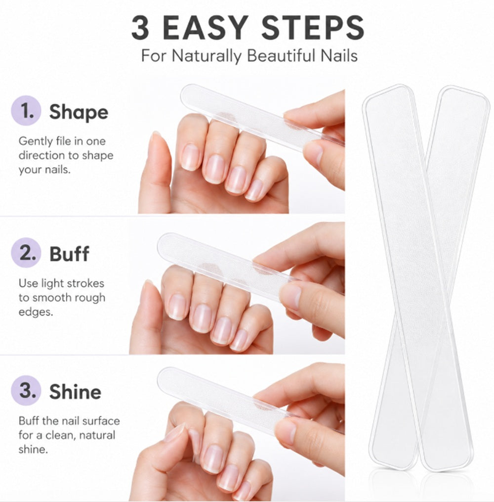 2-Pack Crystal Glass Nail Files with Case | TIKA