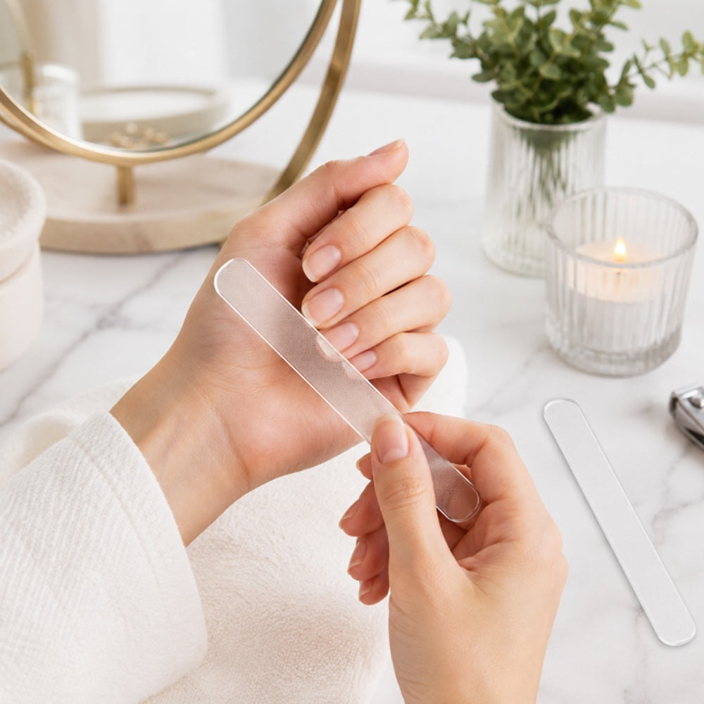 2-Pack Crystal Glass Nail Files with Case | TIKA