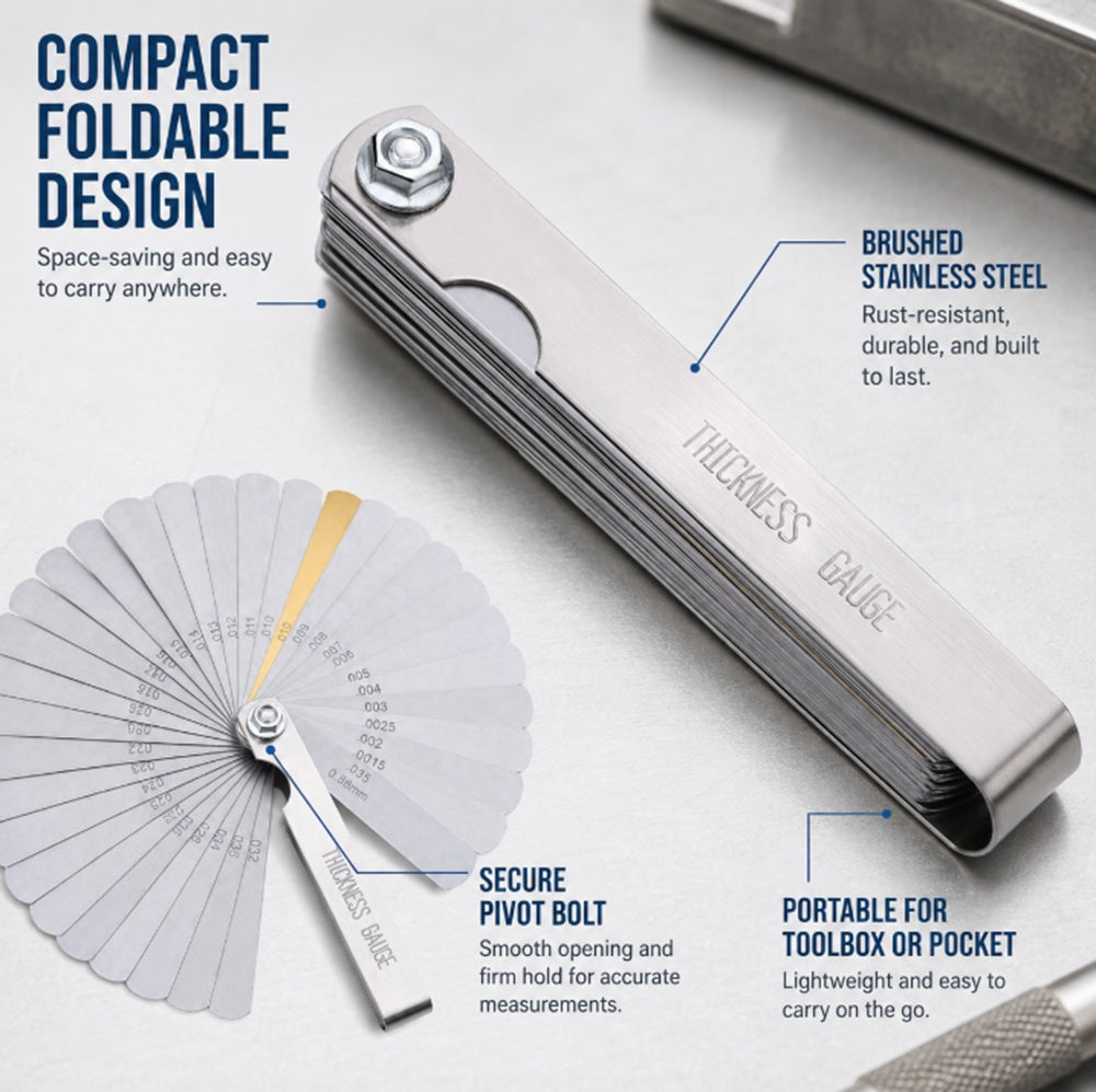 32-Blade Metric & SAE Feeler Gauge Set | TIKA
