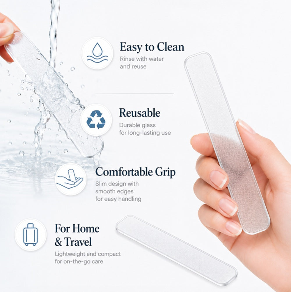 2-Pack Crystal Glass Nail Files with Case | TIKA