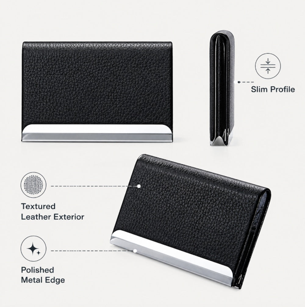 PU Leather & Metal Business Card Holder | TIKA