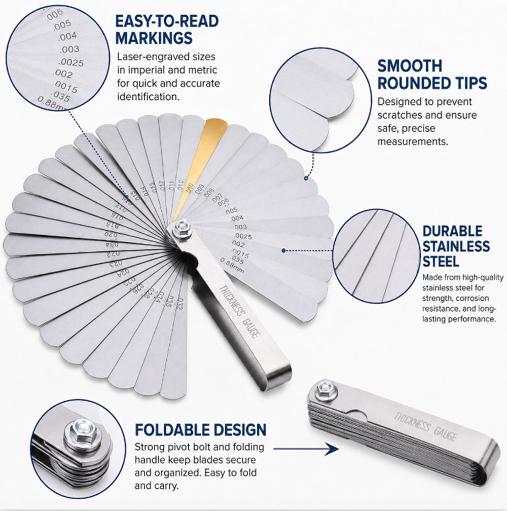 32-Blade Metric & SAE Feeler Gauge Set | TIKA