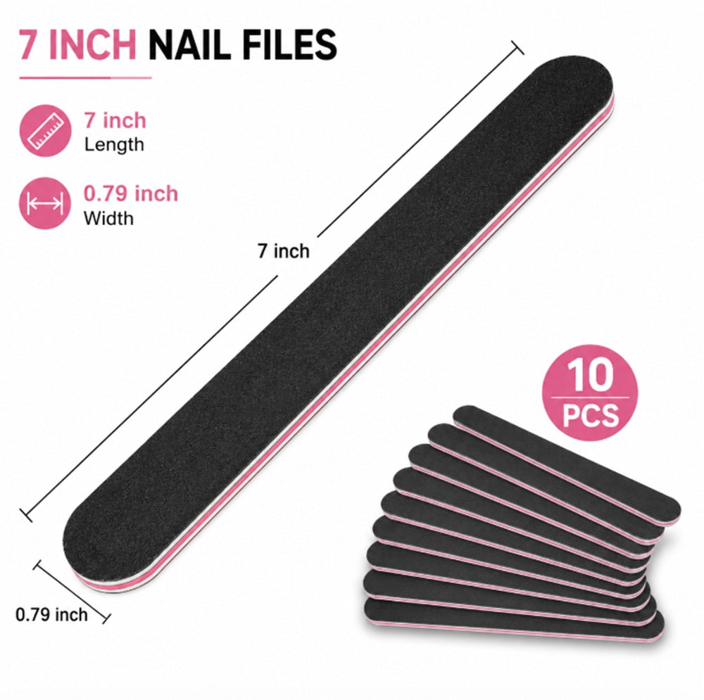 10-Pack Double-Sided Nail Files, 100/180 Grit | TIKA