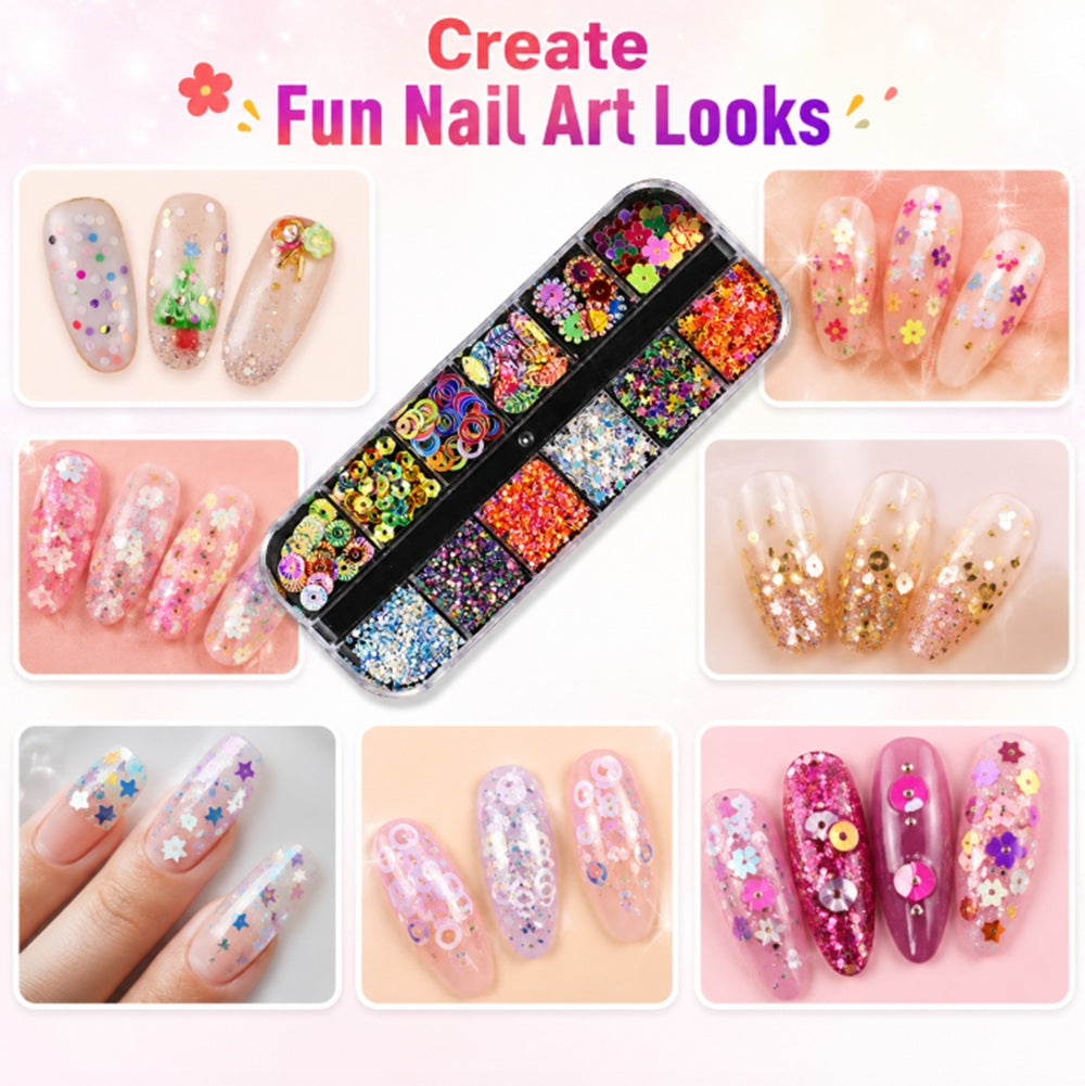 12-Grid Nail Rhinestone Kit for 3D Nail Art | TIKA