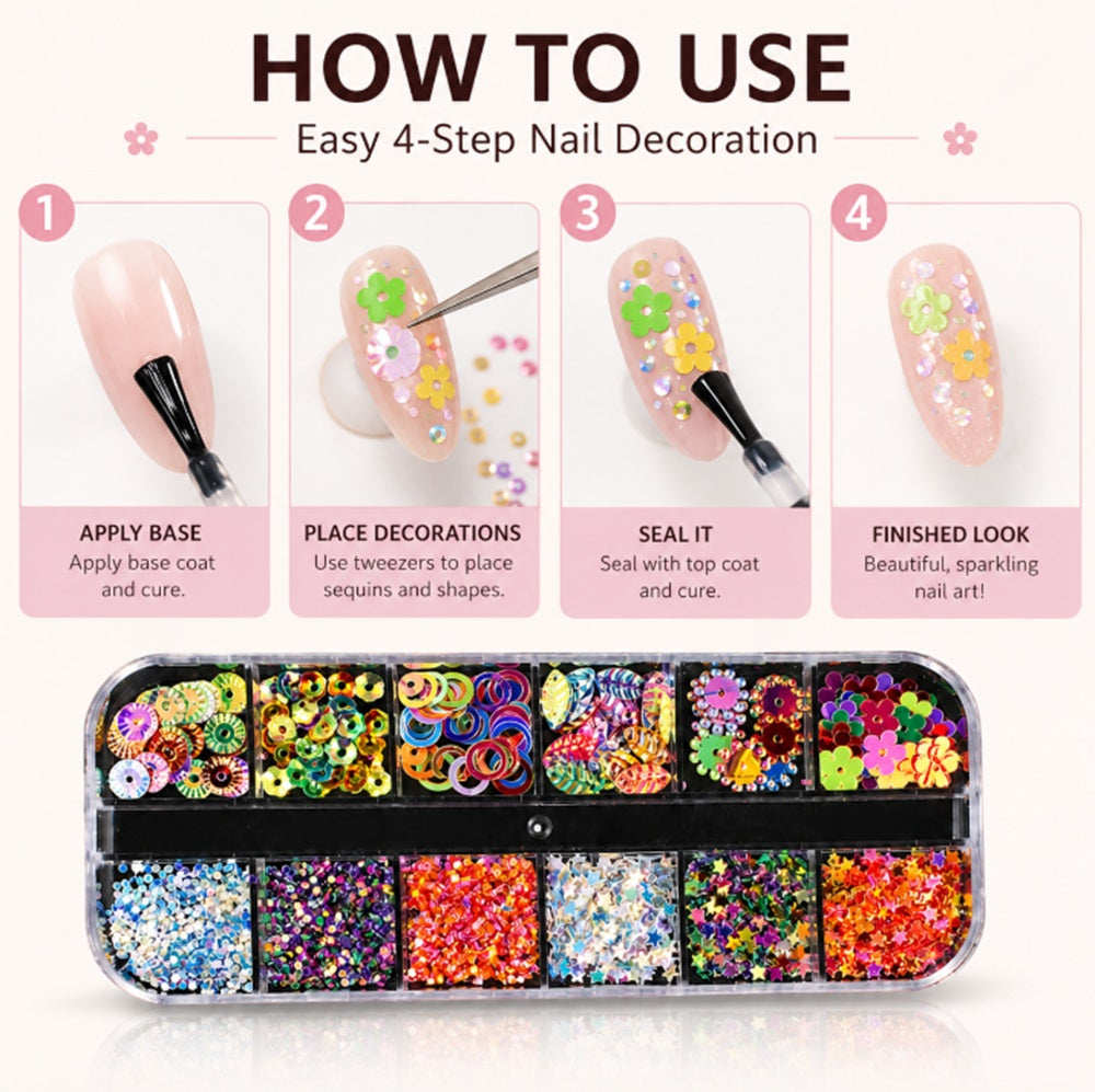 12-Grid Nail Rhinestone Kit for 3D Nail Art | TIKA