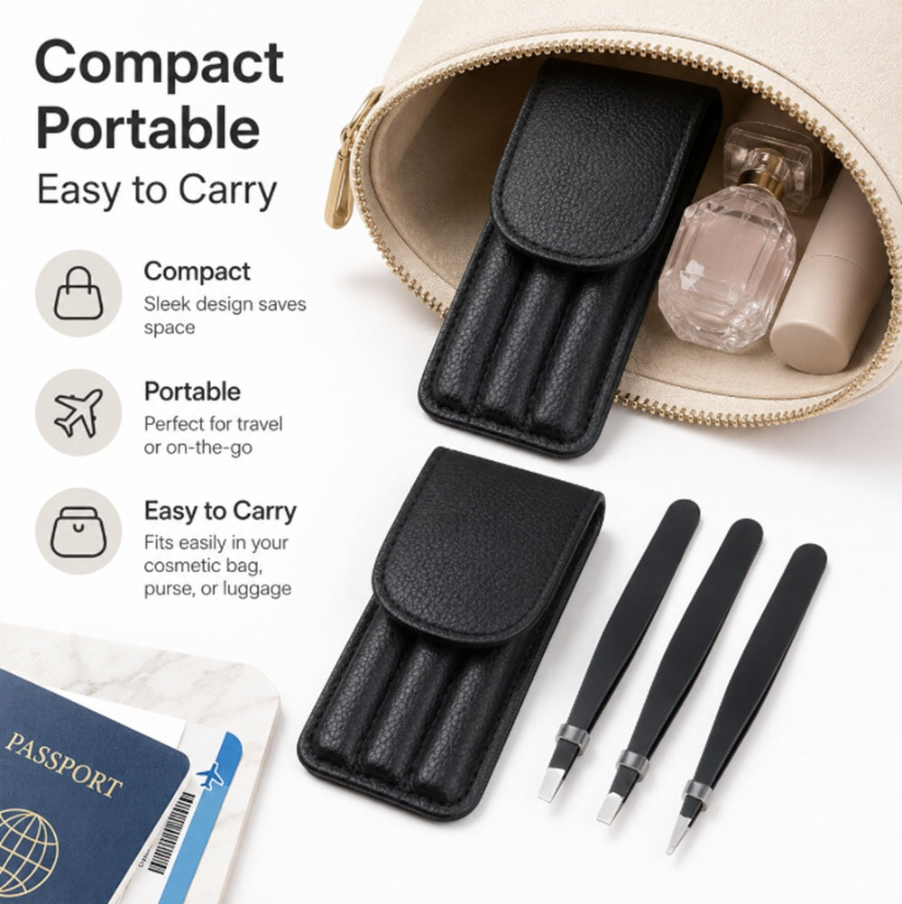 3-Piece Stainless Steel Slant-Tip Tweezer Set | TIKA