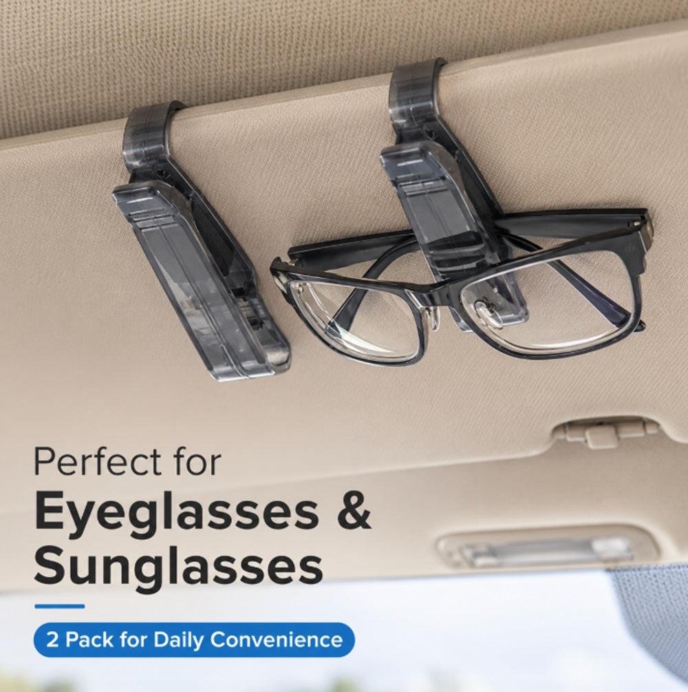 2-Pack Car Sun Visor Sunglasses & Card Holder Clips | TIKA