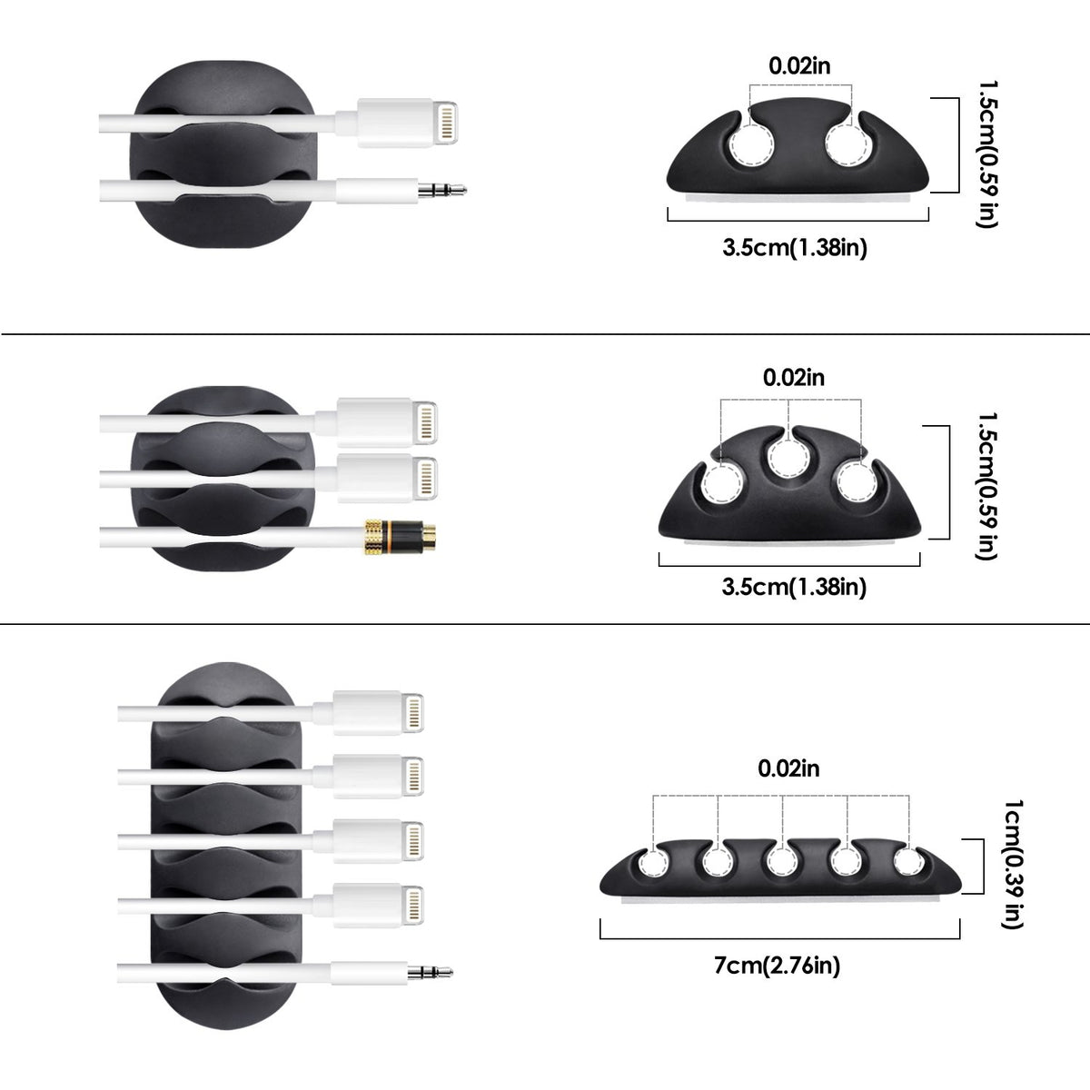 10-Pack Self-Adhesive Cable Clips for Desk & Charger Cords | TIKA