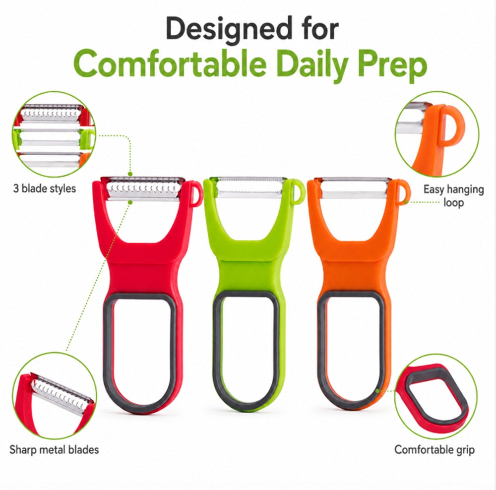Stainless Steel Swivel Vegetable & Fruit Peelers, 3 Pack – TIKA