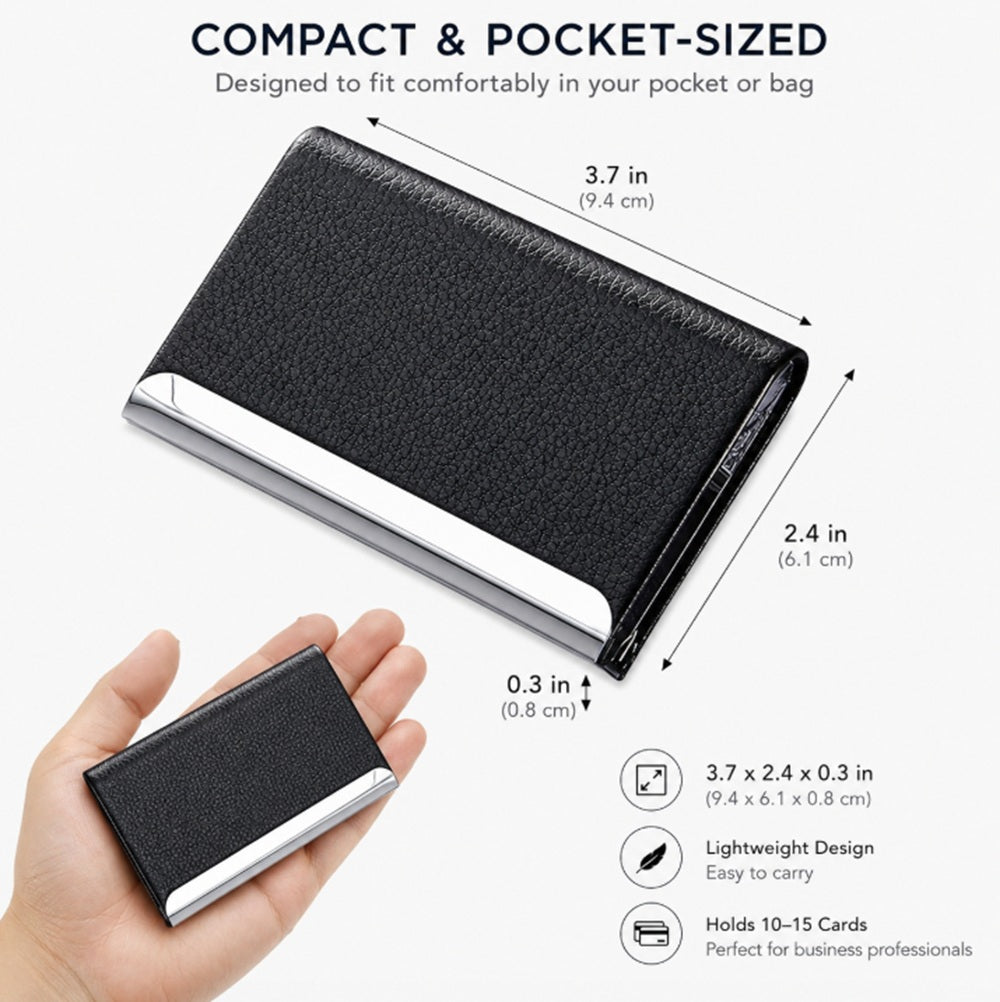 PU Leather & Metal Business Card Holder | TIKA