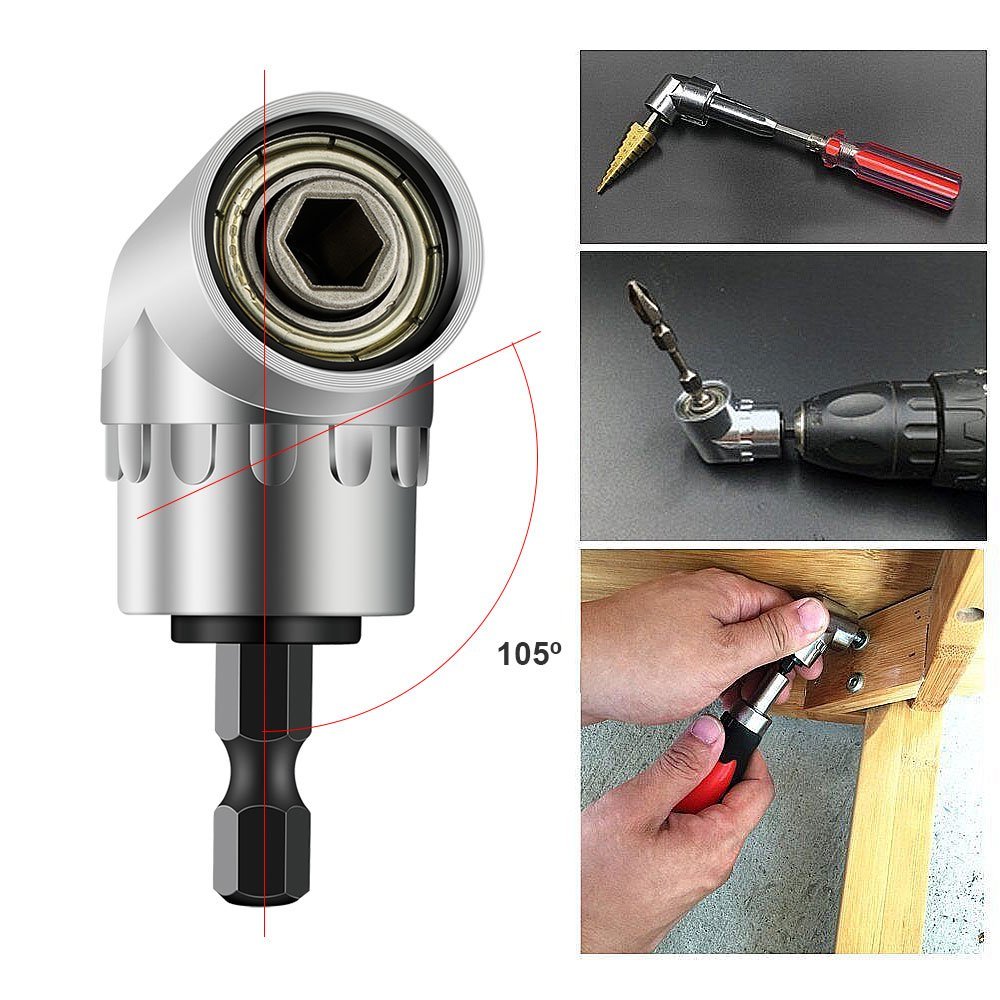 105° Angled Screwdriver Adapter, 1/4-Inch Hex | TIKA