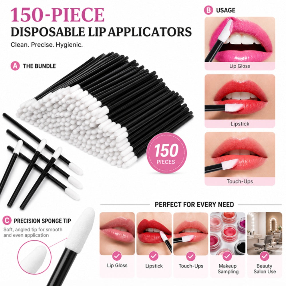 150-Piece Disposable Lip Brush Wands for Lipstick & Gloss | TIKA