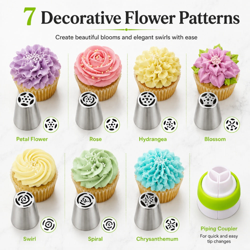 8-Pack Russian Flower Piping Tips for Cake Decorating | TIKA