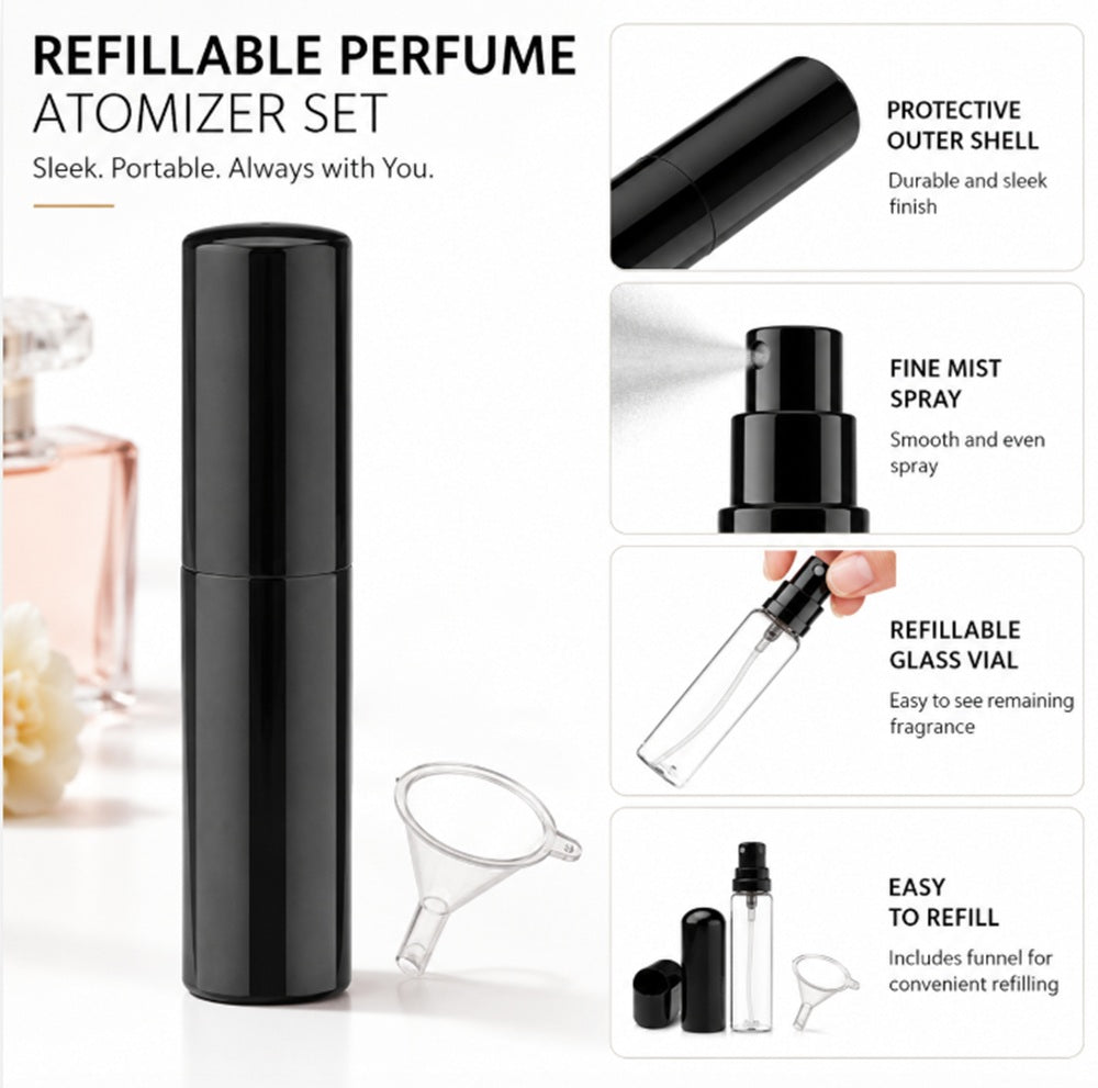 20ml Refillable Travel Perfume Atomizer with Funnel | TIKA